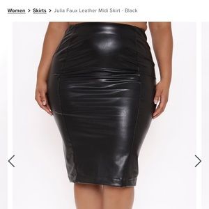 Plus size faux leather skirt